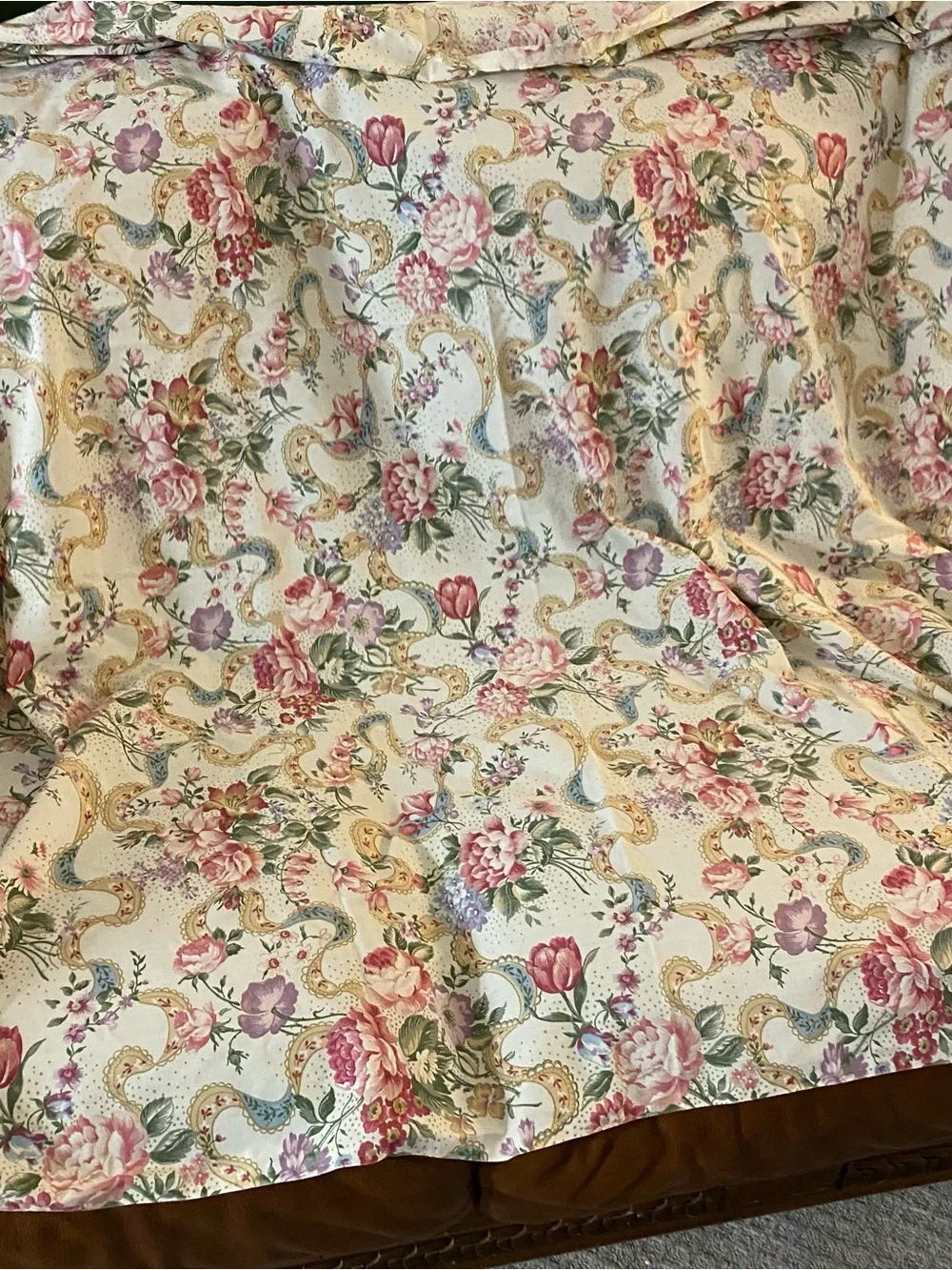 VTG Floral Paisley Twin Sheet Set Martha Stewart Ruffled Top Cotton Blend Read